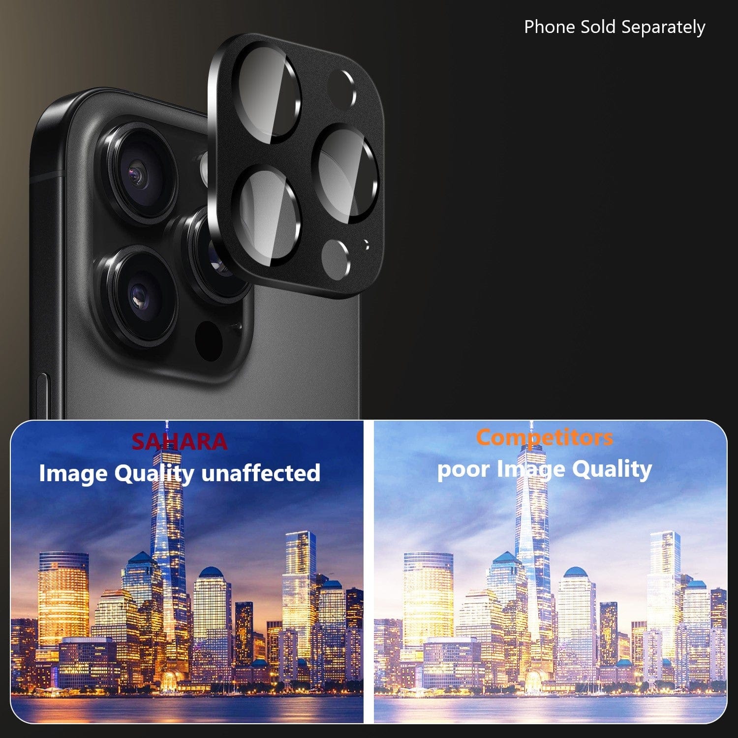 Ultra-Strong Camera Lens Protector for Apple iPhone 16 Pro and 16 Pro Max (2-Pack) - Black