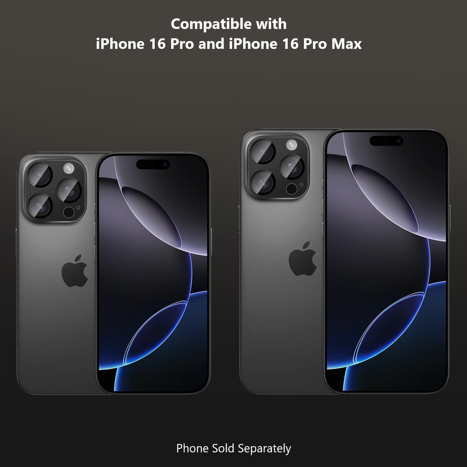 Ultra-Strong Camera Lens Protector for Apple iPhone 16 Pro and 16 Pro Max (2-Pack) - Black