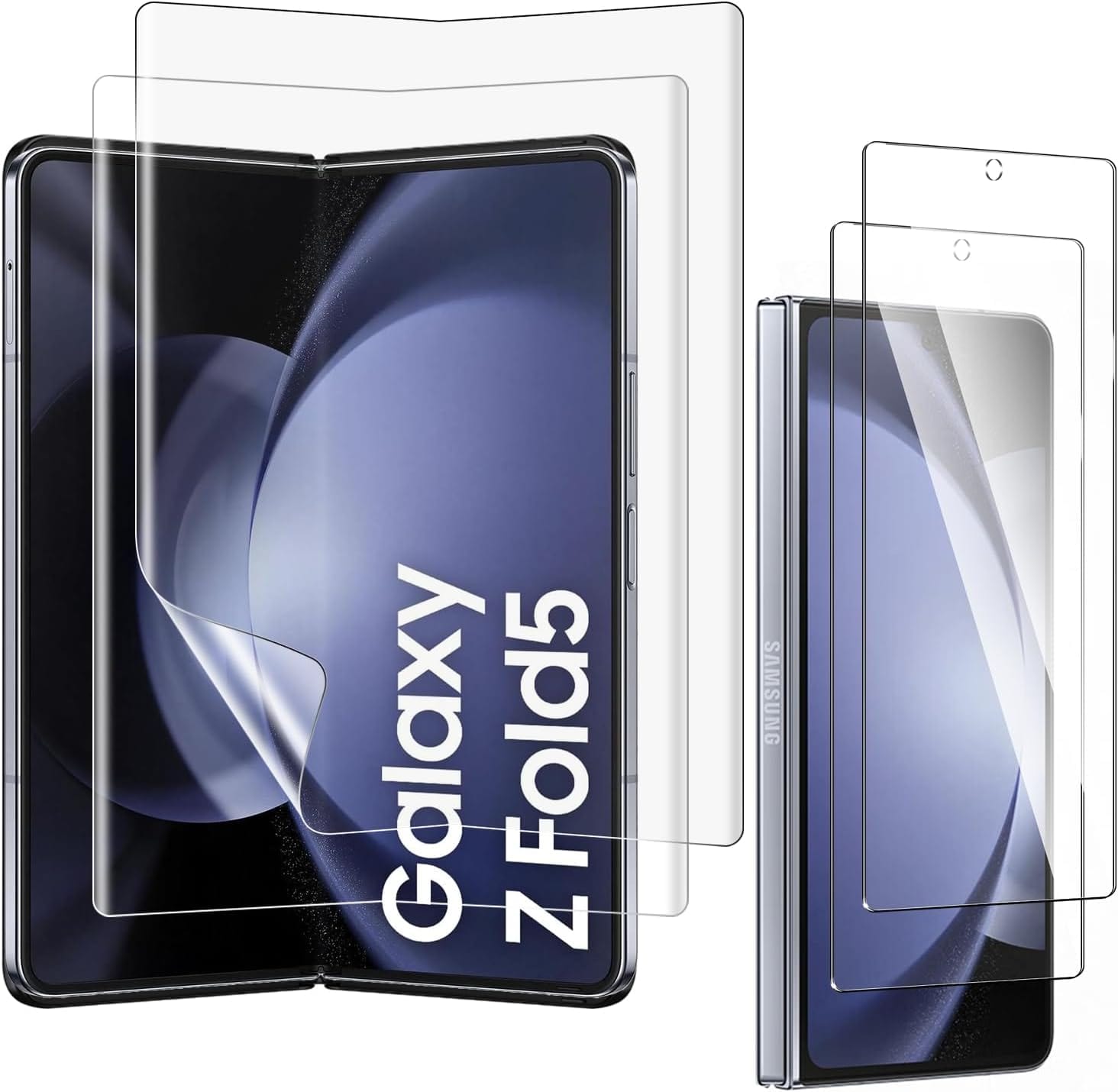 ZeroDamage Ultra Strong+ Tempered Glass + Film Screen Protector for Samsung Galaxy Z Fold5 (2-Pack) - Clear