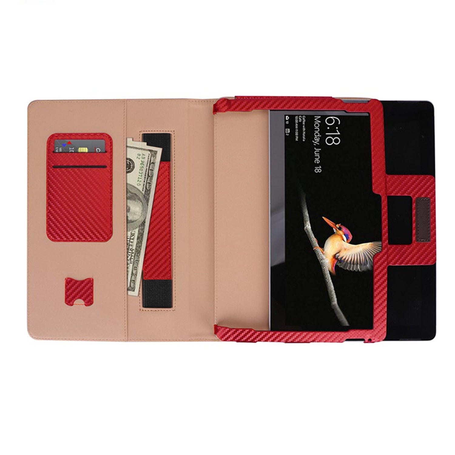 Venture Series Carbon Fiber Pattern Folio Case - Microsoft Surface Go 4 and Go 3