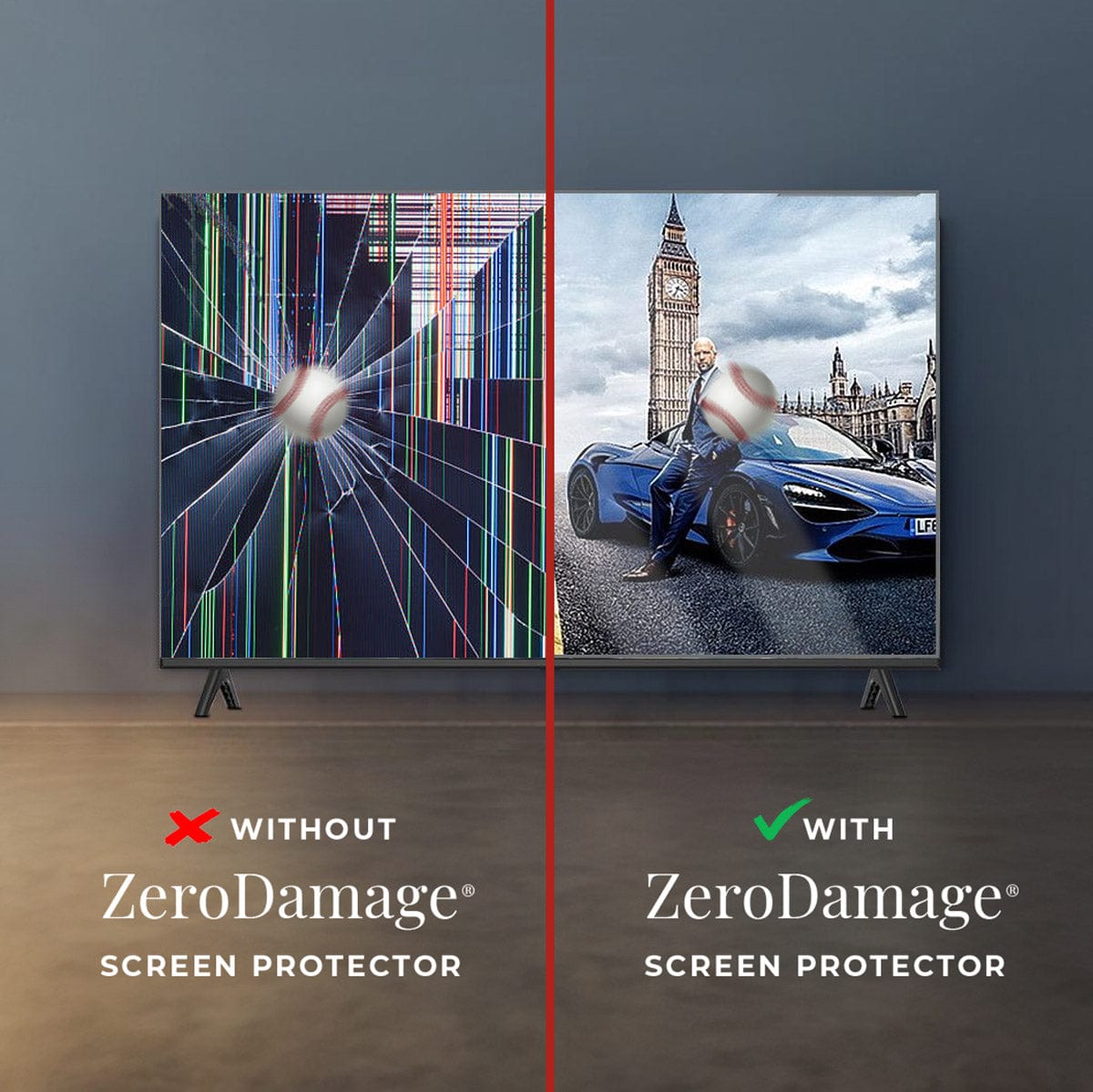 ZeroDamage Clear TV Screen Protector for Most 55" TVs