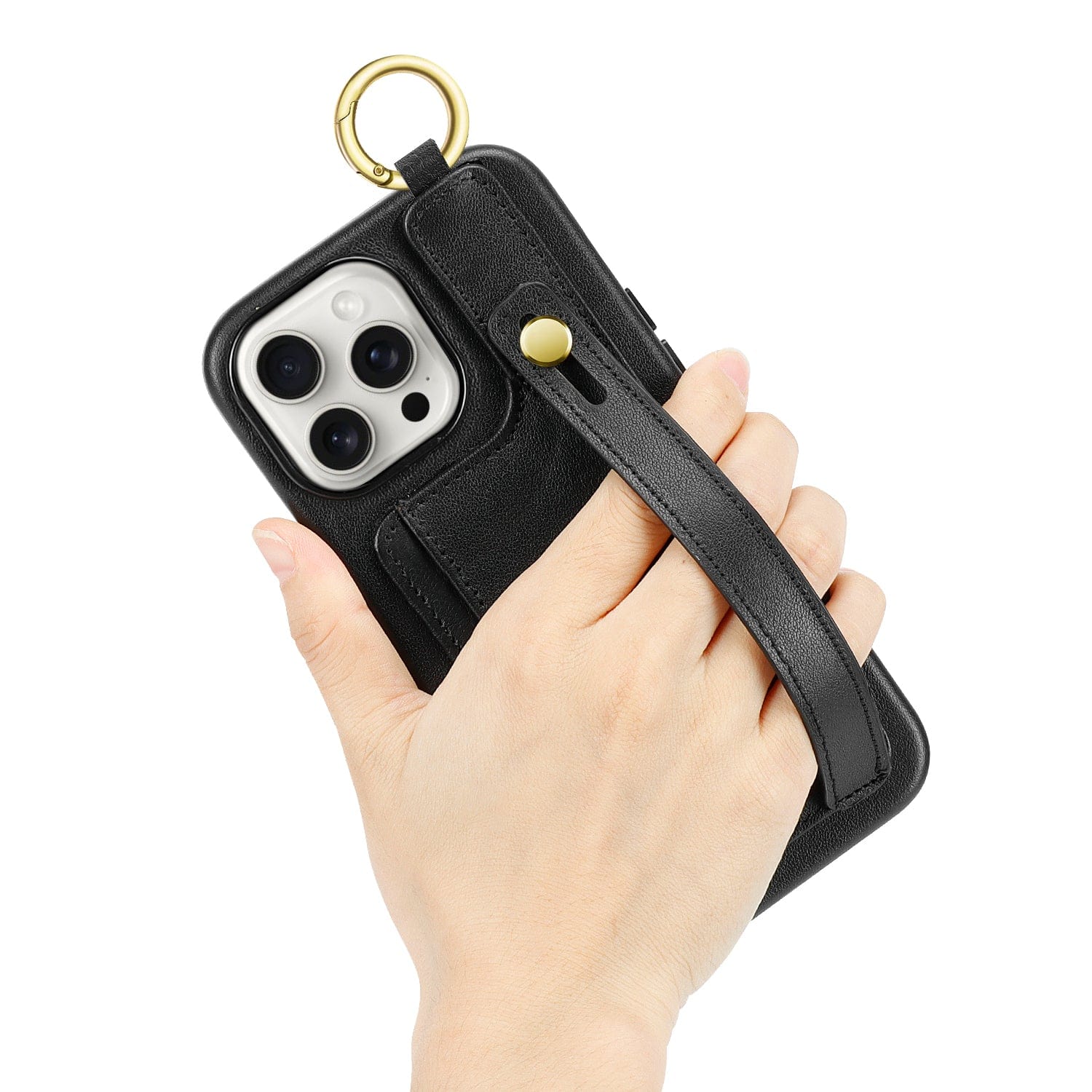 Indy Series Wallet FingerGrip Leather Case with Screen and Camera Protector - iPhone 15 Pro Max