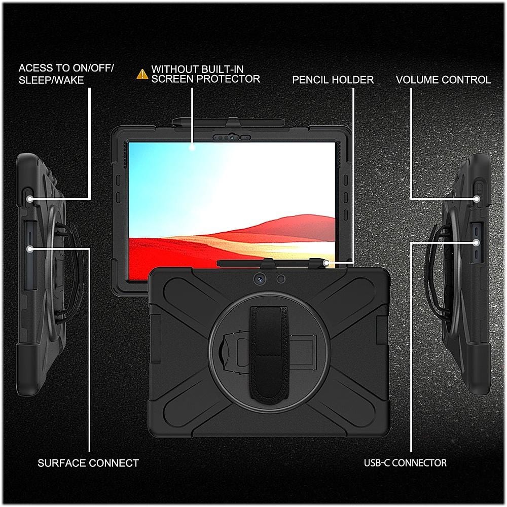 Raider Series Hard Shell Hand Strap Case - Microsoft Surface Pro X 2021