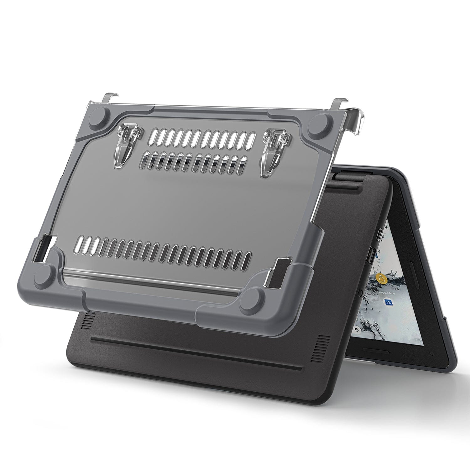 Hard Shell Case for Dell Chromebook 3100/3110/3120 for 2-1 - Gray/Clear