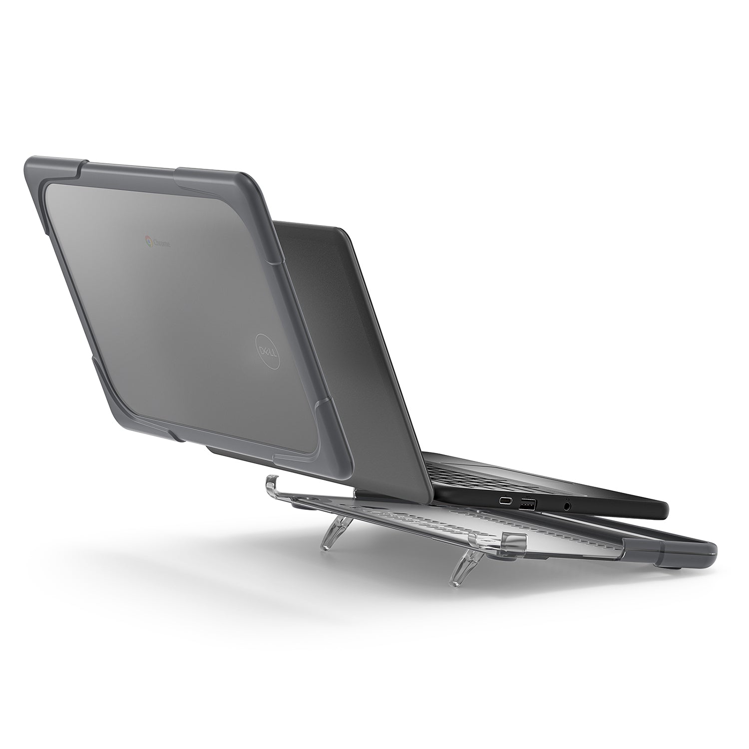 Hard Shell Case for Dell Chromebook 3100/3110/3120 for 2-1 - Gray/Clear