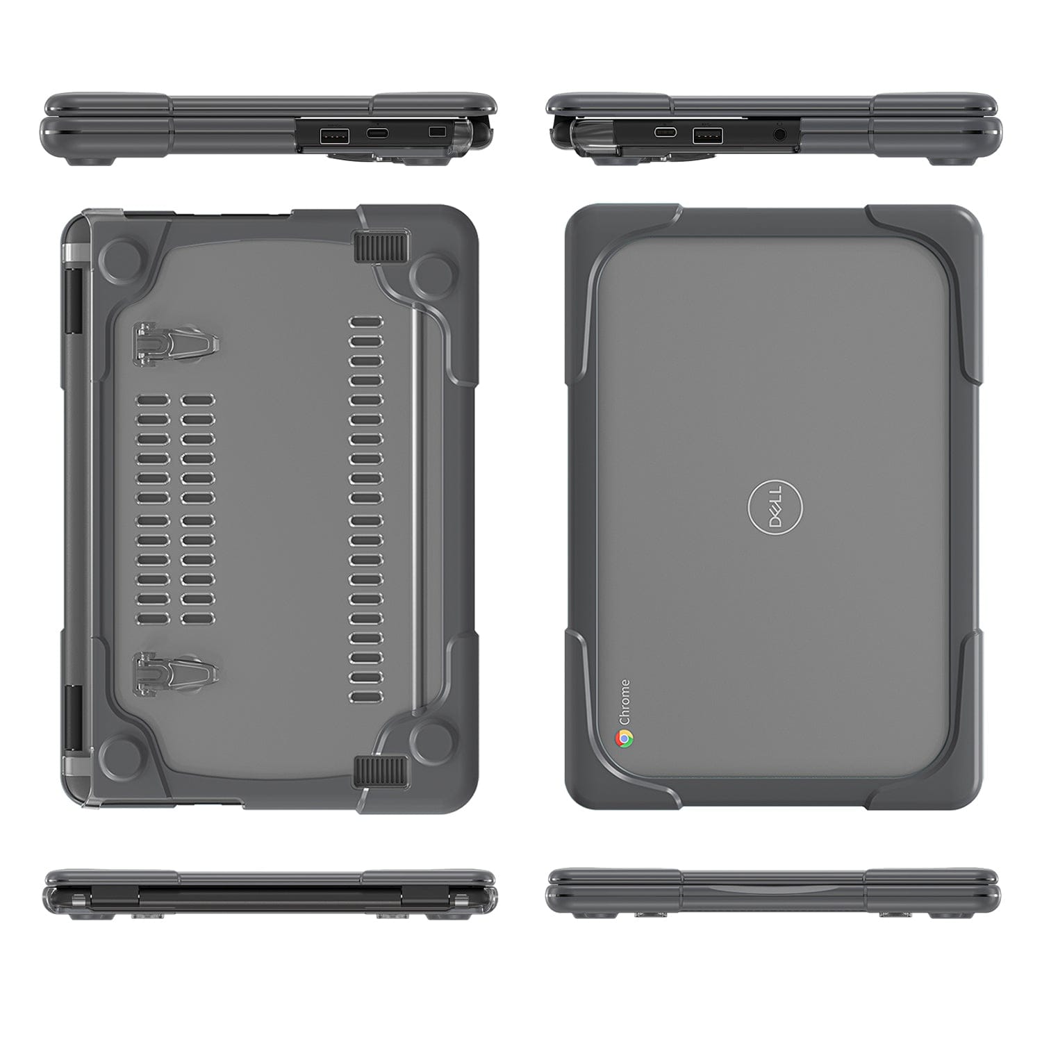 Hard Shell Case for Dell Chromebook 3100/3110/3120 for 2-1 - Gray/Clear