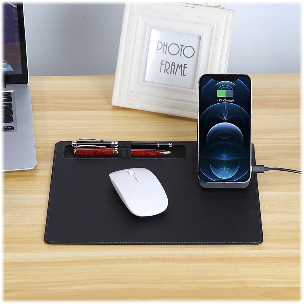 Office Mouse Pad with Wireless Charging - Black