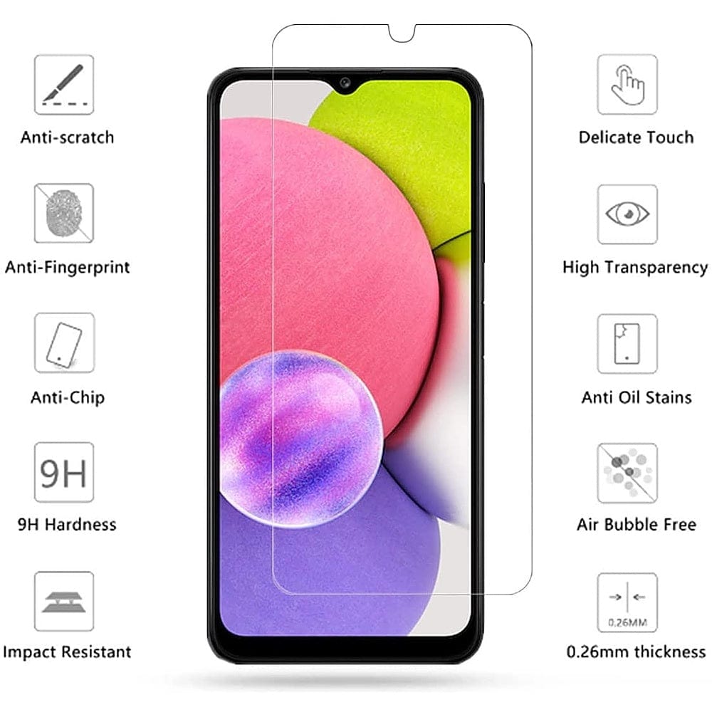 ZeroDamage Ultra Strong+ HD Glass Screen Protector for Samsung Galaxy A03 and A03s (2-Pack) - Clear
