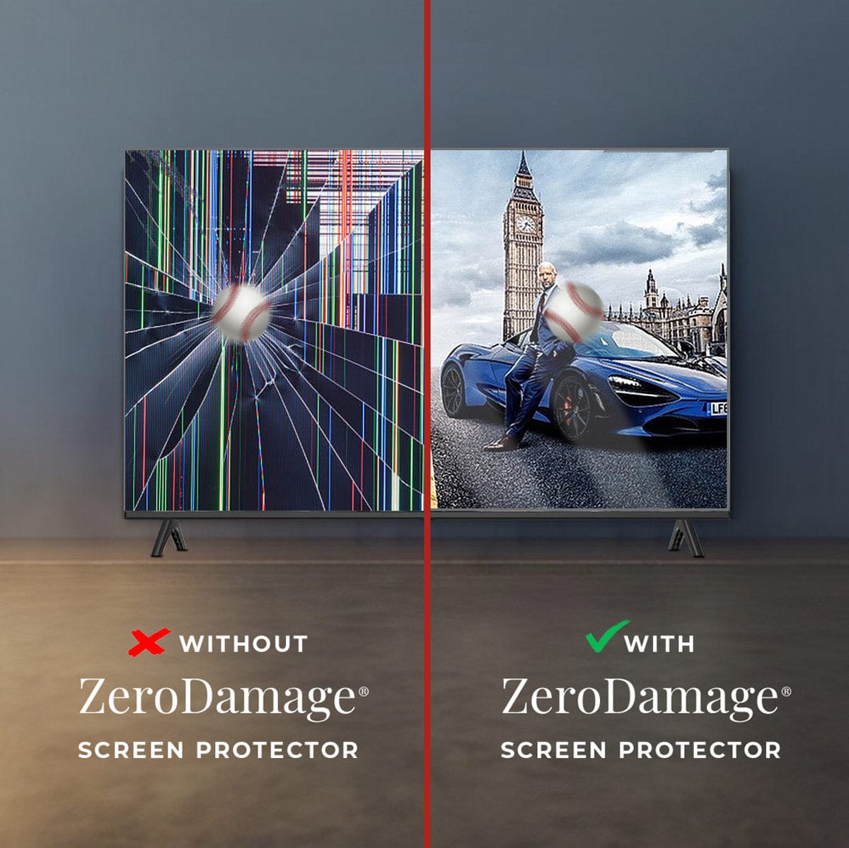 ZeroDamage Anti-Blue Light TV Screen Protector for Most 50" TVs - Clear