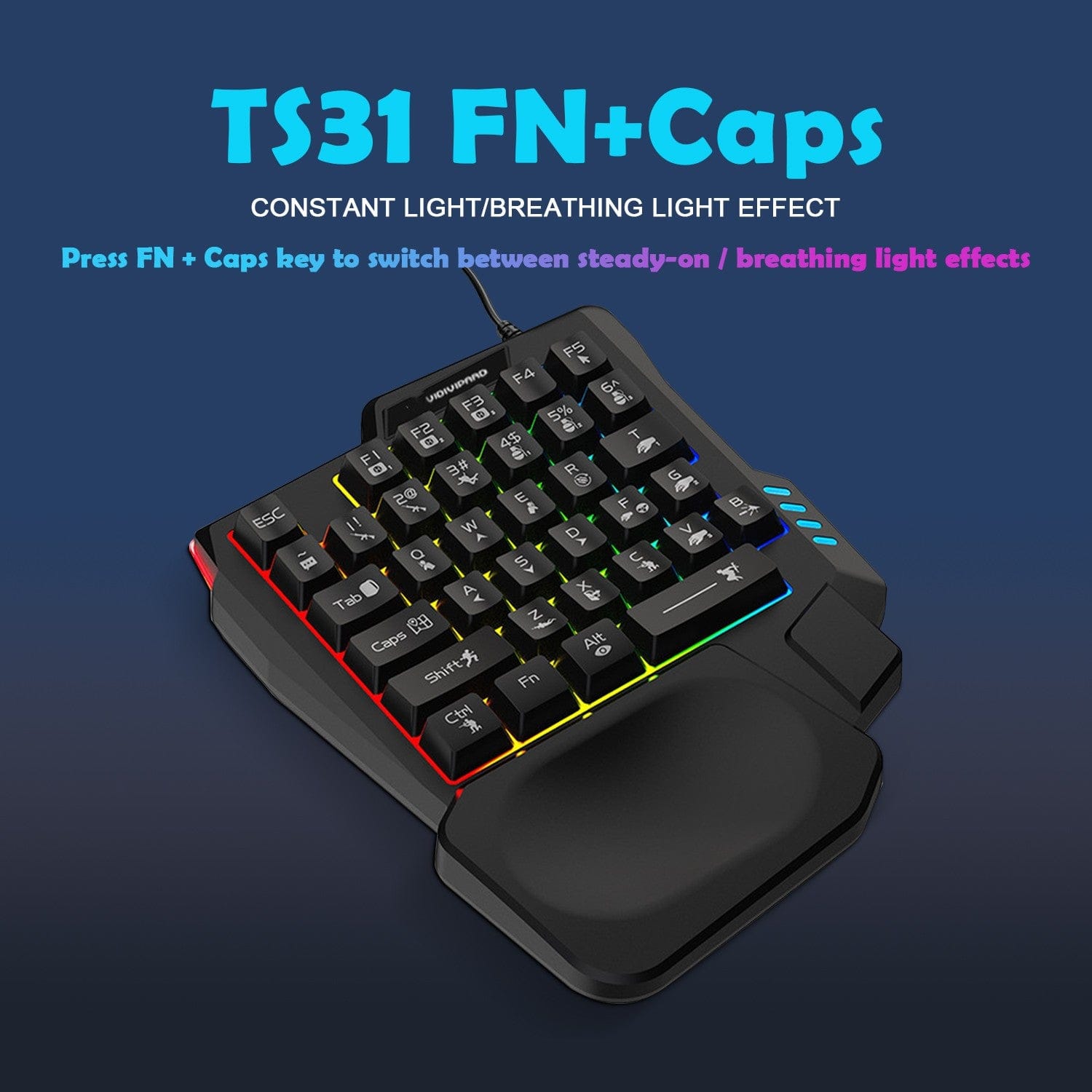 Ergonomic Wired Gaming Keyboard - LED Rainbow Backlight, 35-Key | Ultima Series