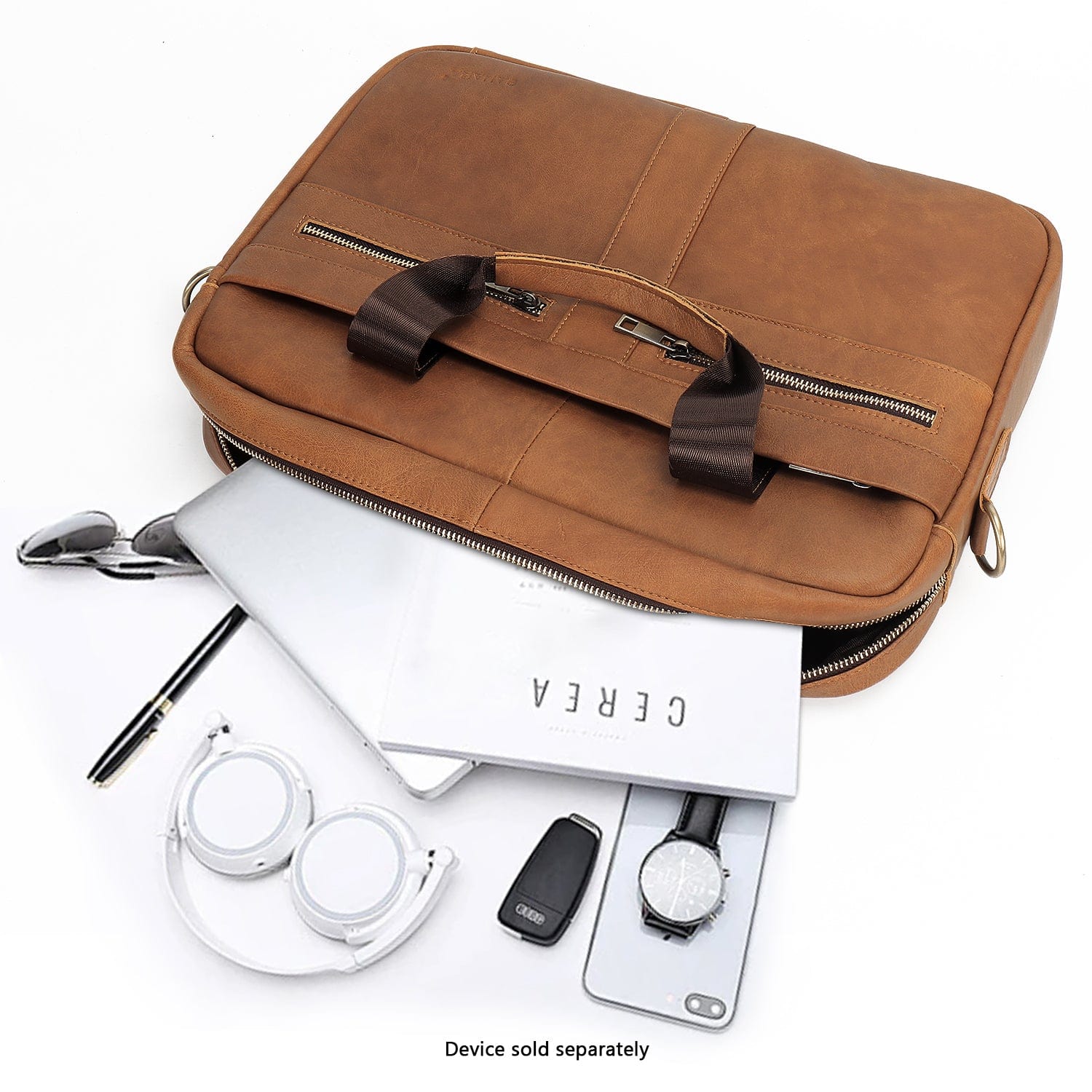 Genuine Leather Business Bag Briefcase for Laptops up to 16-inch