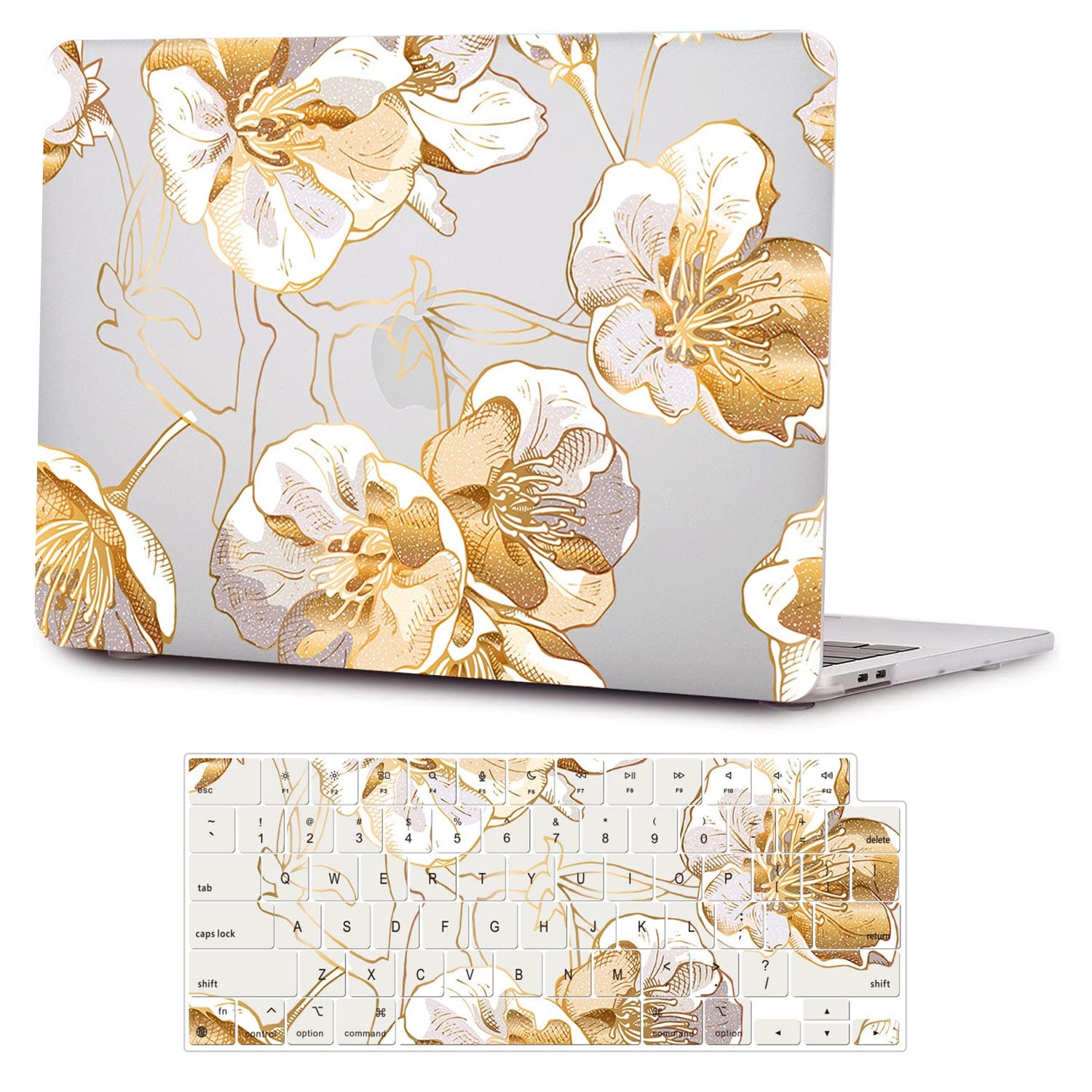 Clear Hybrid-Flex Gold Botanical Bloom Case - Macbook Air