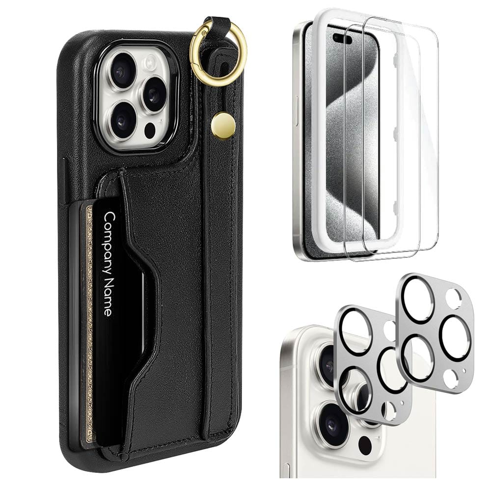 Indy Series Wallet FingerGrip Leather Case with Screen and Camera Protector - iPhone 15 Pro Max