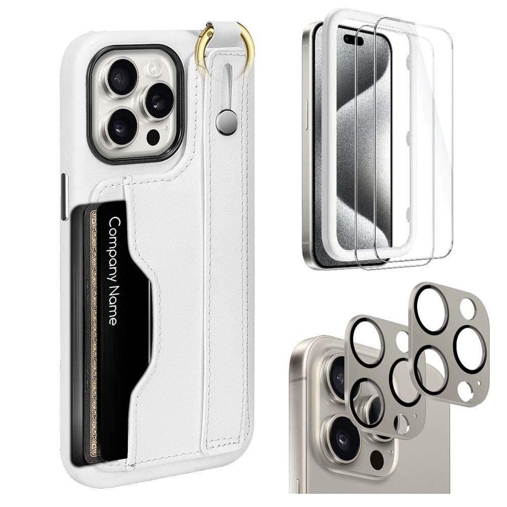 Indy Series Wallet FingerGrip Leather Case with Screen and Camera Protector - iPhone 15 Pro Max