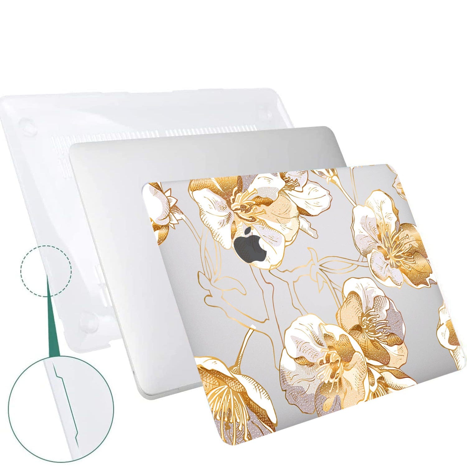 Clear Hybrid-Flex Gold Botanical Bloom Case for Macbook Air