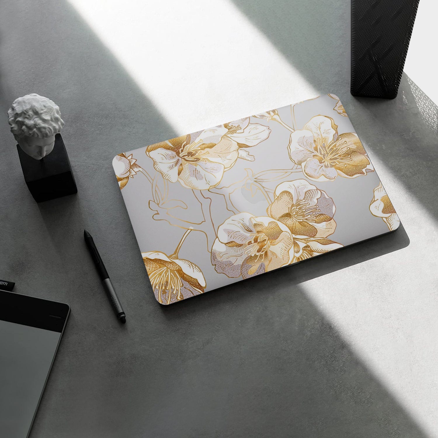 Clear Hybrid-Flex Gold Botanical Bloom Case for Macbook Air